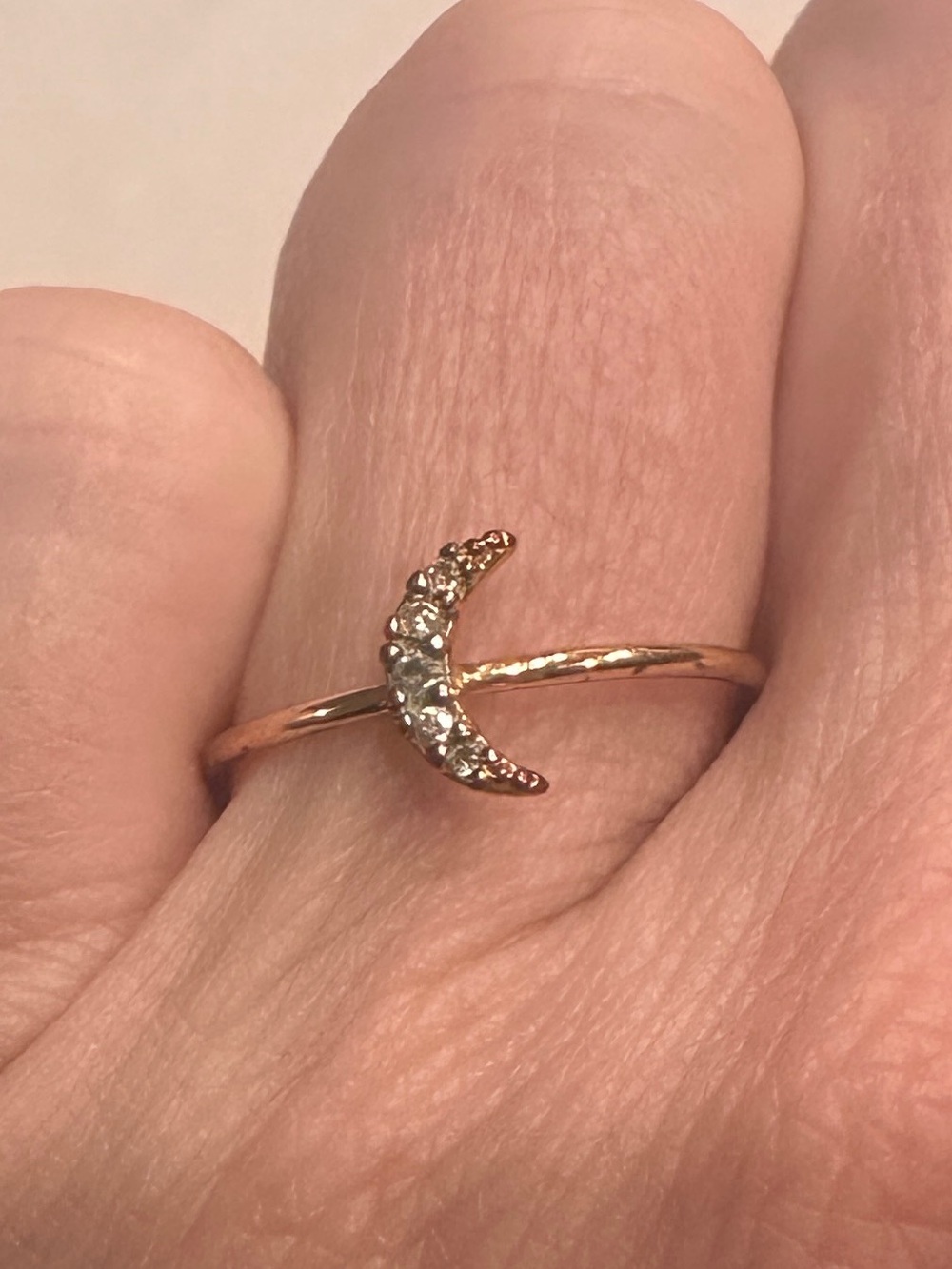 Uncommon James Delicate Gold Crescent CZ Moon Ring, size 7/8